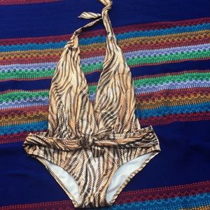 Metallic backless swimsuit NWOT